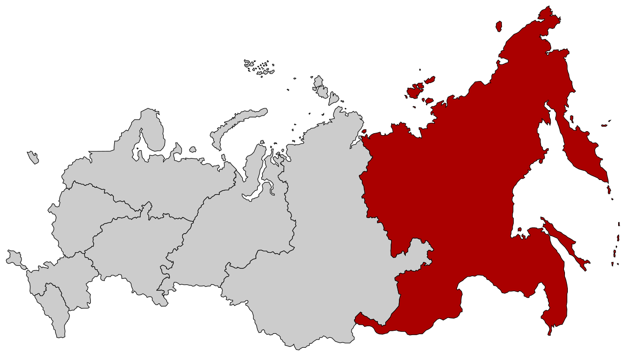 Map of far eastern federal district russia